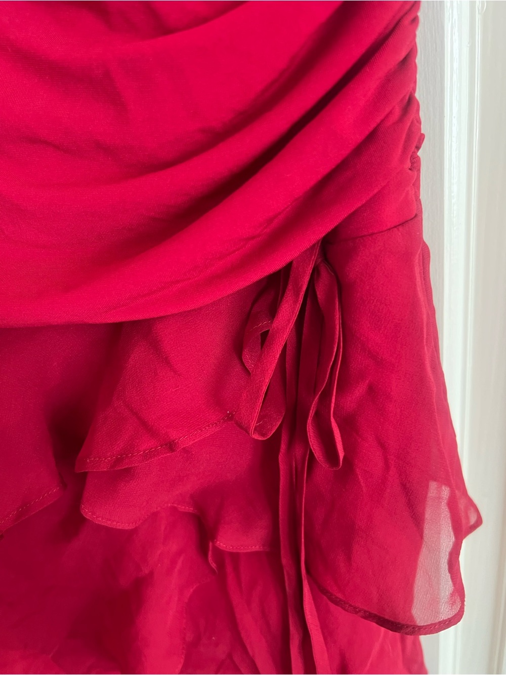 BCBG Red Ruffle Cocktail Dress - Picture 4 of 4